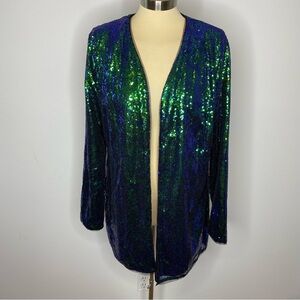 Kancy Kole Open Front Sequin Long Sleeve Jacket Cardigan